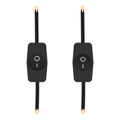 Rocker switches with wires isolated on white. Vector illustration for educational materials, electrical projects, technical documentation, and electronics-themed visuals