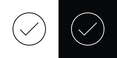 Check mark icon pictogram on White Background Editable Stroke. © Craft Studio