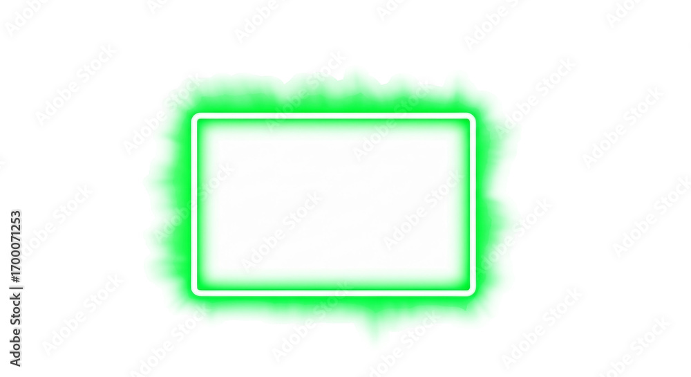 Aufkleber neon green rectangle frame with glow effect | abstract light border design element for graphic overl
