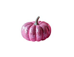 pink pumpkin with glitter, Halloween decorations isolated on transparent background, png
