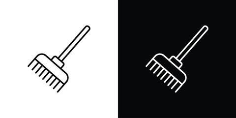 Broom icon pictogram on White Background Editable Stroke.