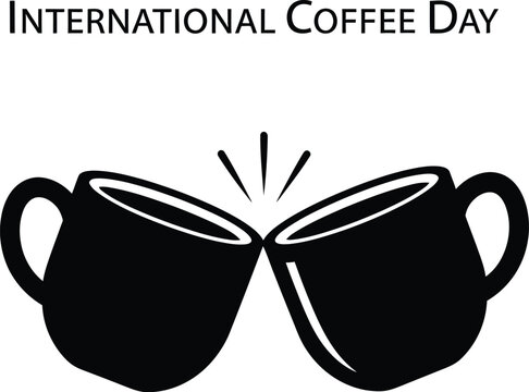Illustration of two coffee cups toasting for international coffee day - Powered by Adobe
