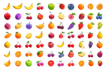 Assorted Colorful Fruits Pixel Art