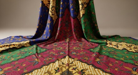 Elegant Batik Fabric with Intricate Floral Patterns