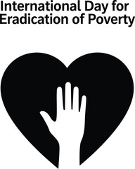 Obraz premium International day for the Eradication of poverty concept with hand and heart
