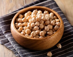chickpeas in wooden bowl healthy food