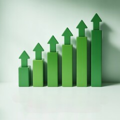 business graph with arrow, Green Growth Chart with Upward Arrows