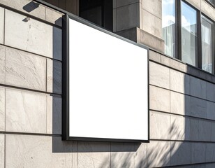 Blank Billboard on Building Wall in Urban City. Generated image