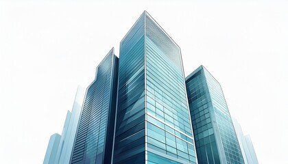 Fototapeta premium minimalist glass skyscraper contemporary building design isolated on white background