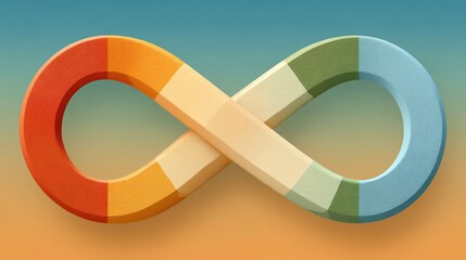 Abstract Infinity Symbol Design with Segmented Colors for Modern Concepts