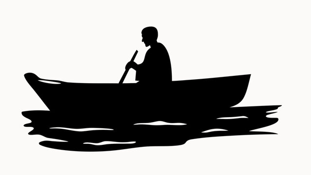 Man Rowing Boat Vector