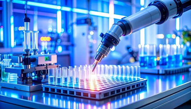 Robot arm lab testing samples.
