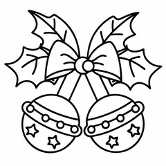 Christmas Bells with Holly Leaves Vector
