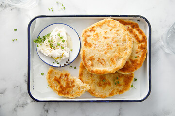 Homemade flatbread with cream cheese