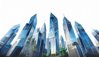 modern skyscrapers cityscape isolated on white background
