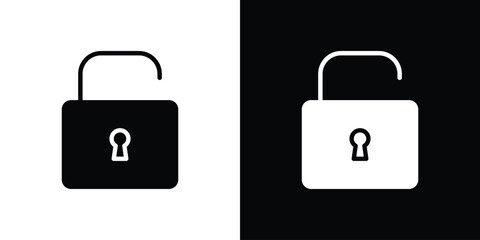 Unlock icon silhouette vector illustration isolated flat style