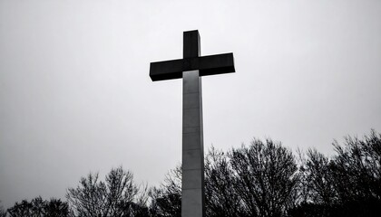 Black and White Cross Memorial Monument.