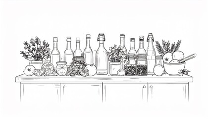 Kitchen Spices  Herbs Illustration.