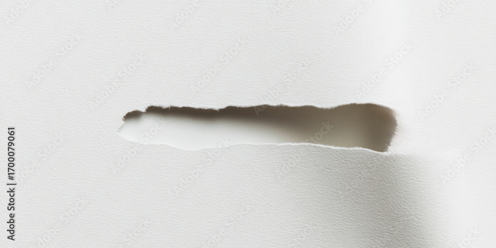Poster a close-up high-angle shot of a sheet of white paper features a distinct torn edge, displaying a sub