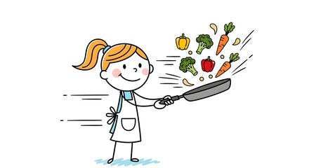 Happy Chef Tossing Fresh Vegetables