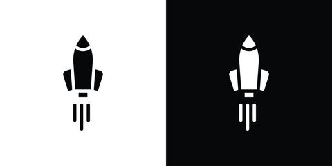 Rocket icon silhouette vector illustration isolated flat style