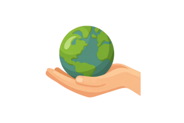 Hand Holding Stylized Earth Globe