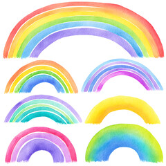Watercolor rainbow design elements