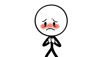 Shy Blushing Stick Figure Character
