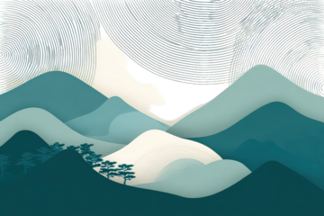 Abstract Mountain Landscape With Teal Hues And White Details