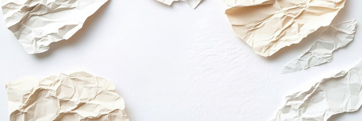 Obraz premium Off White and Beige Torn Scraps Background Composition Design Element with Aged Textured Material