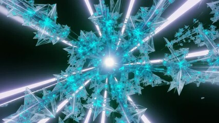 4K seamless loop, fractal data network particle lines, glowing nodes network communication tech intricate patterns cyber aesthetic neon fractal veins particle streams, digital abstract wallpaper - Powered by Adobe