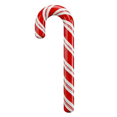 Obraz premium Red and white striped candy cane isolated on white background for christmas