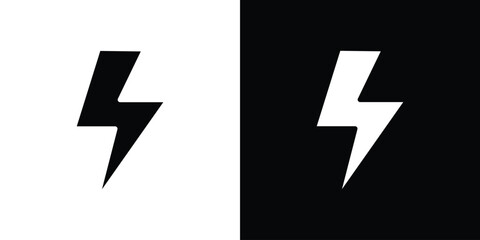 Lightning bolt icon silhouette vector illustration isolated flat style