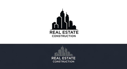 Modern real estate and construction company logo featuring a stylish city skyline silhouette. Perfect for branding, property development, building services, and urban planning.