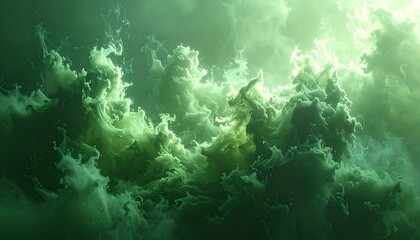 A mesmerizing display of swirling, light-green and white forms, suggestive of abstract clouds or turbulent water, showcasing intricate textures and patterns.