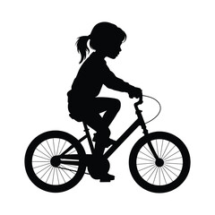 Silhouette of a Child Riding a Bicycle Graphic Illustration