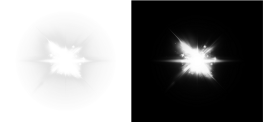 This bright star light flare effect uses a transparent PNG, ideal for various design and media applications