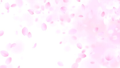 Delicate pink petals falling on white background