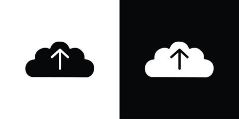 Cloud upload icon silhouette vector illustration isolated flat style