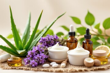 Natural Skincare Products with Aloe Vera and Essential Oils for Wellness and Beauty