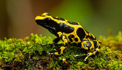 Obraz premium Black and yellow frog