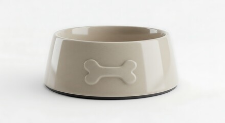 ベージュのペットボウル 骨型エンボス加工 シンプルデザイン ペット食器
