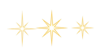Gold Sparkle Star Burst Set on White Background | Decorative Celestial Elements for Holiday Design and Special Occasion Graphics