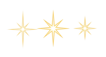 Gold Sparkle Star Burst Set on White Background | Decorative Celestial Elements for Holiday Design and Special Occasion Graphics