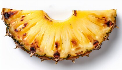 grilled pinapple slice isolated white background flat lay