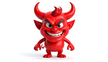 Cartoon devil character, red, evil smile