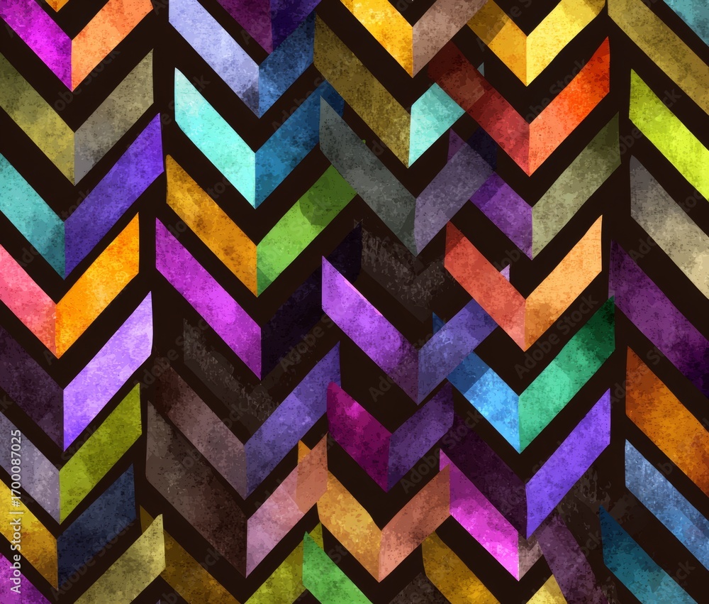 Poster colorful stripes of zigzag clothes patterns set against an abstract background
