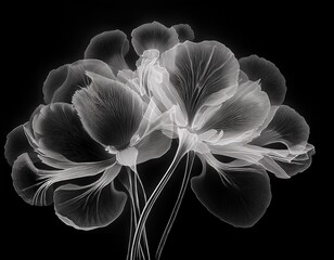black and white photocopy x ray of flowers