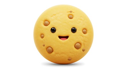 Fototapeta premium かわいいクッキーイラスト、黄色い背景、幸せな表情