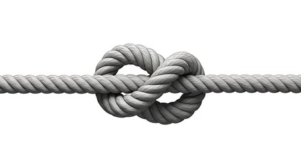 灰色ロープの結び目、シンプルでミニマルなデザイン